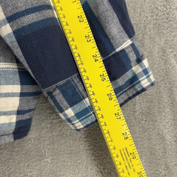 Wrangler Jacket Mens 3XL Blue Plaid Sherpa Fleece Flannel Button Front Shacket - Picture 11 of 14